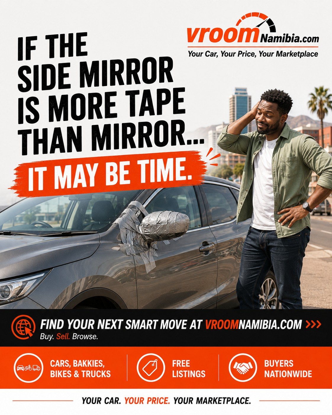 If the side mirror is more tape than mirror, It may be time.